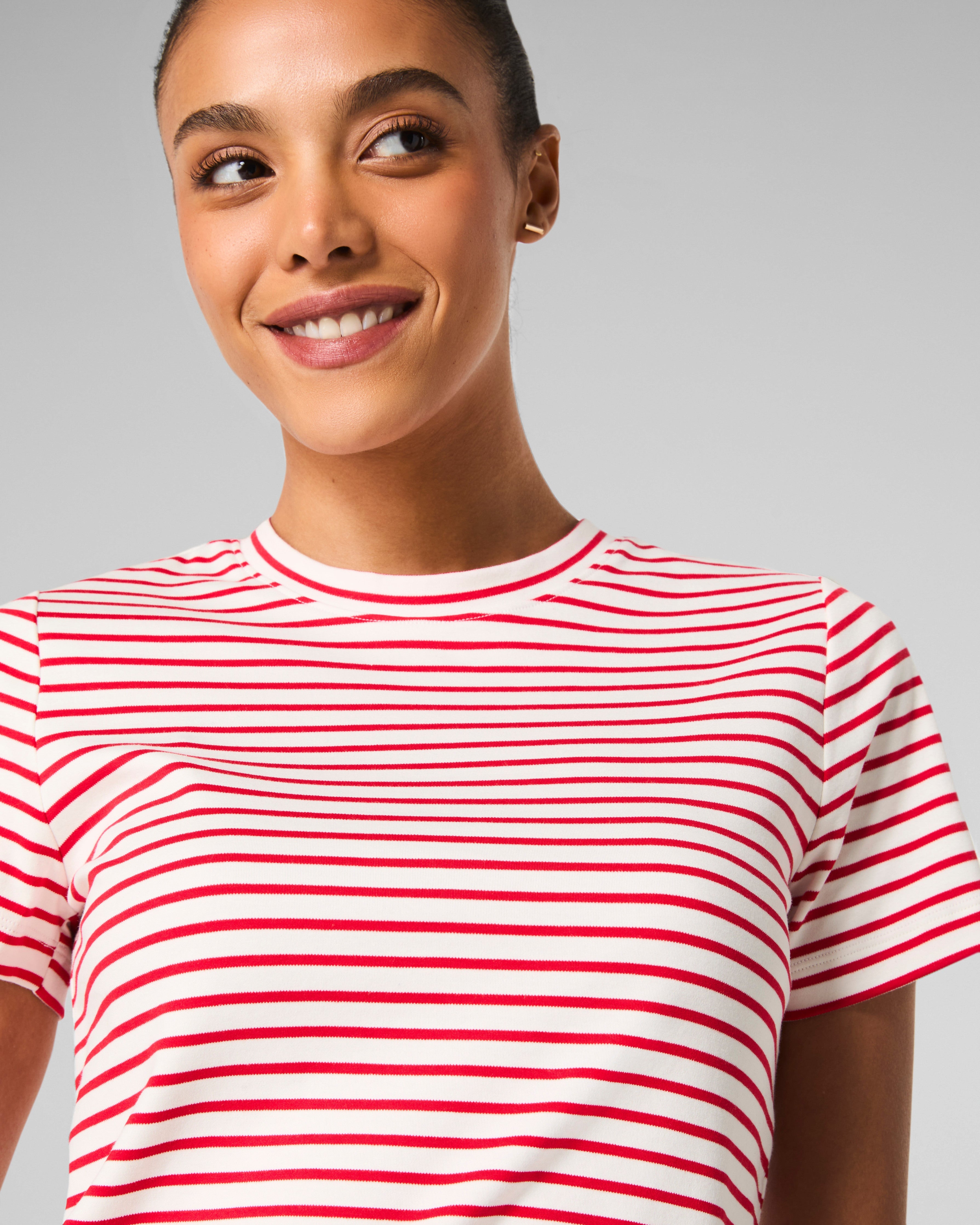 SPANX® Cotton Crewneck Tee | Spanx Red Stripe