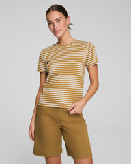 SPANX® Cotton Crewneck Tee | Flax Powder Stripe