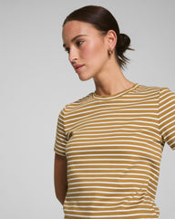 SPANX® Cotton Crewneck Tee | Flax Powder Stripe