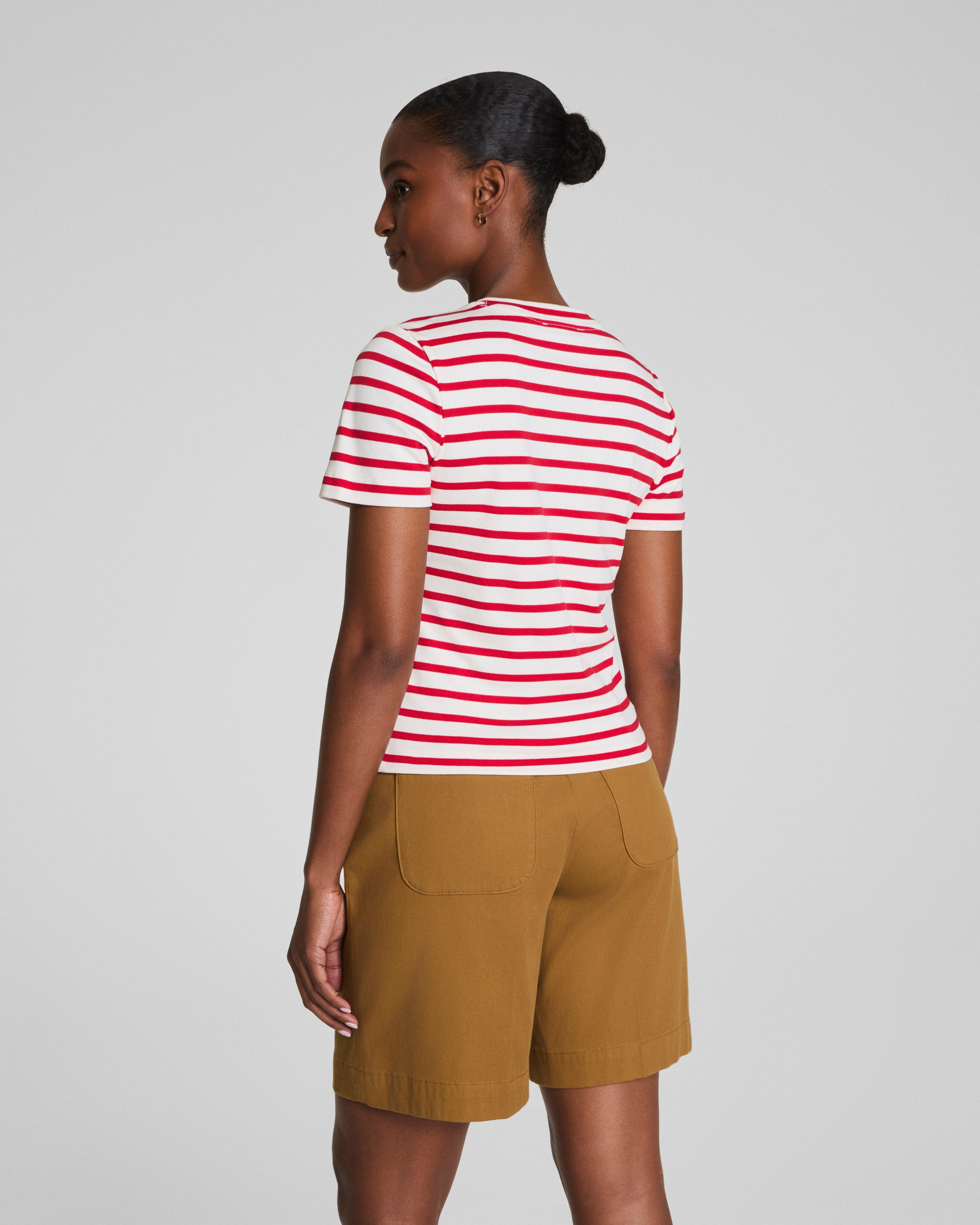 SPANX® Cotton Crewneck Tee | Ivory/Spanx Red