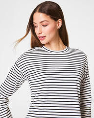 SPANX® Cotton Long Sleeve Crewneck Top | Classic Black Stripe