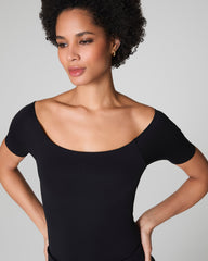 SPANXsmooth™ Jersey Scoop Neck Thong Bodysuit | Classic Black