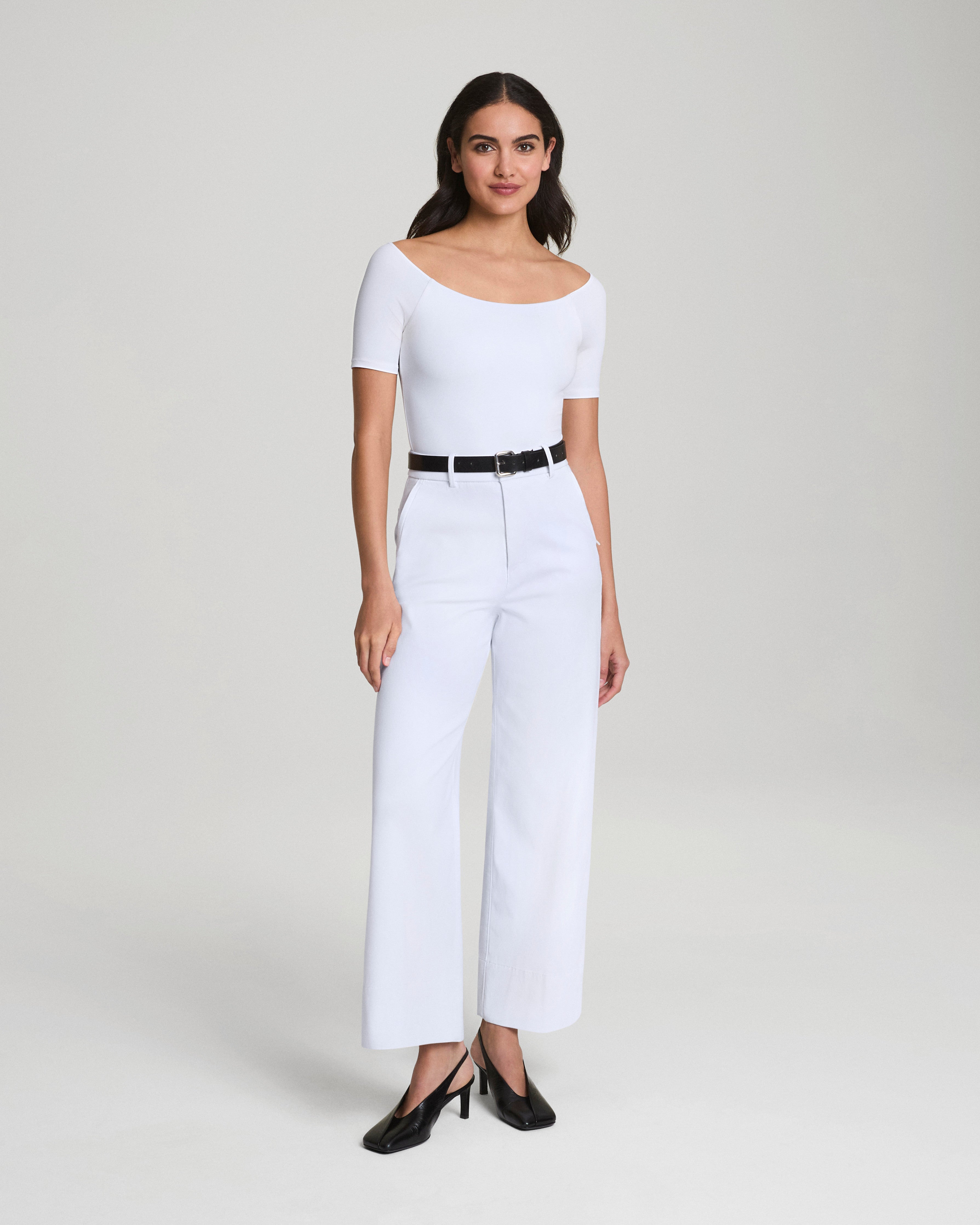 SPANXsmooth™ Jersey Scoop Neck Thong Bodysuit | Classic White