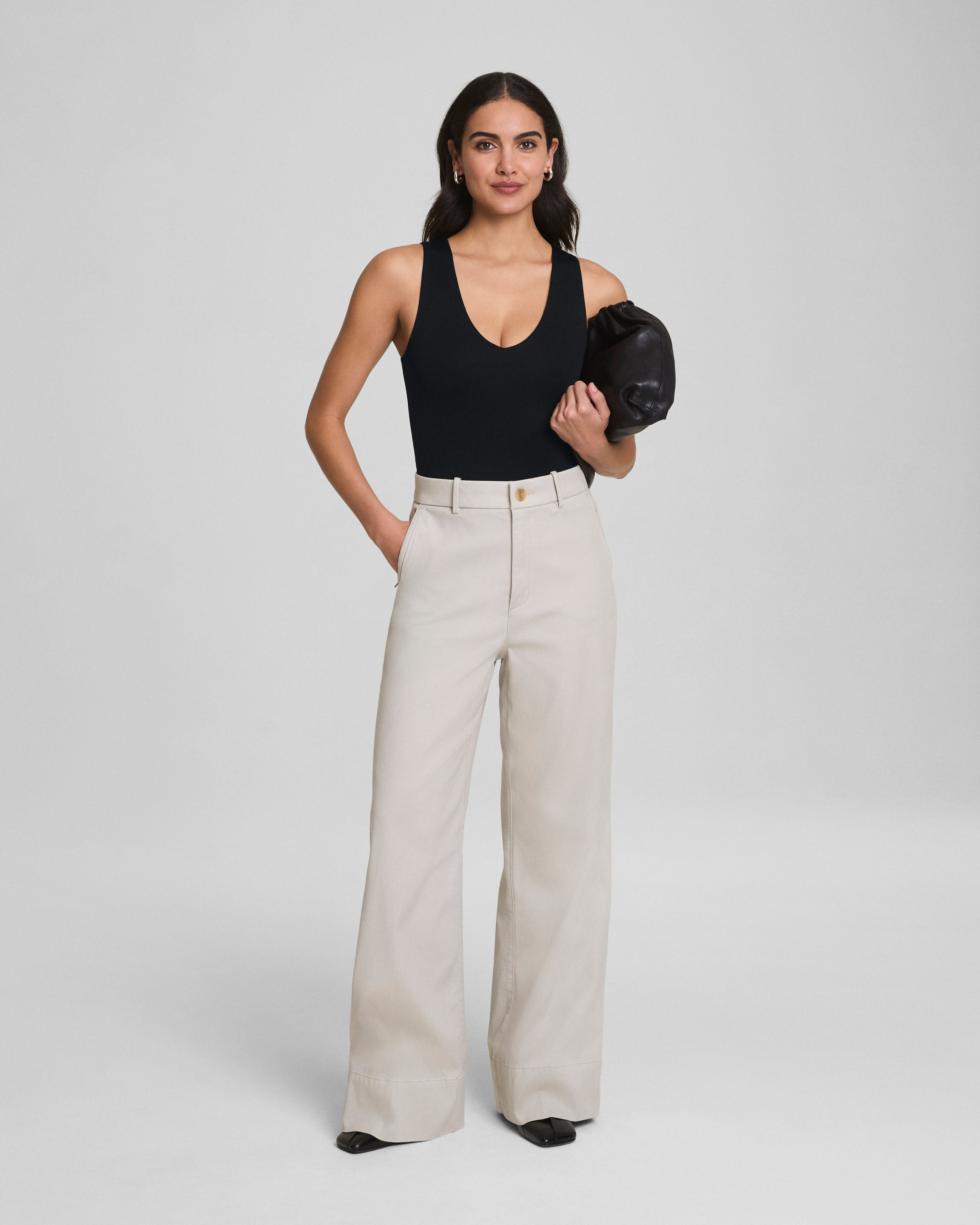 SPANXsmooth™ Jersey V-Neck Thong Bodysuit | Classic Black