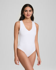 SPANXsmooth™ Jersey V-Neck Thong Bodysuit | Classic White