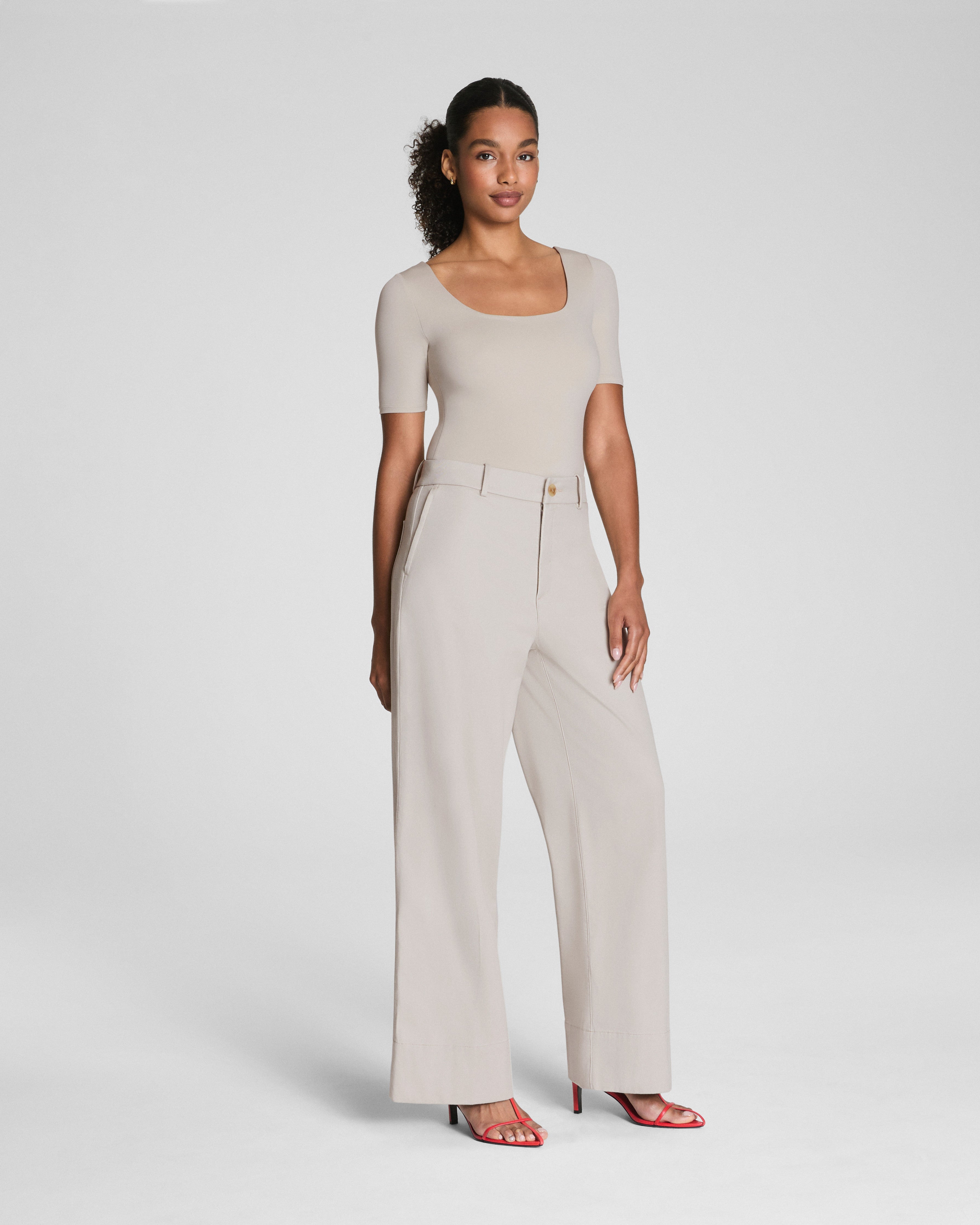 SPANXsmooth™ Jersey Square Neck Thong Bodysuit | Bone