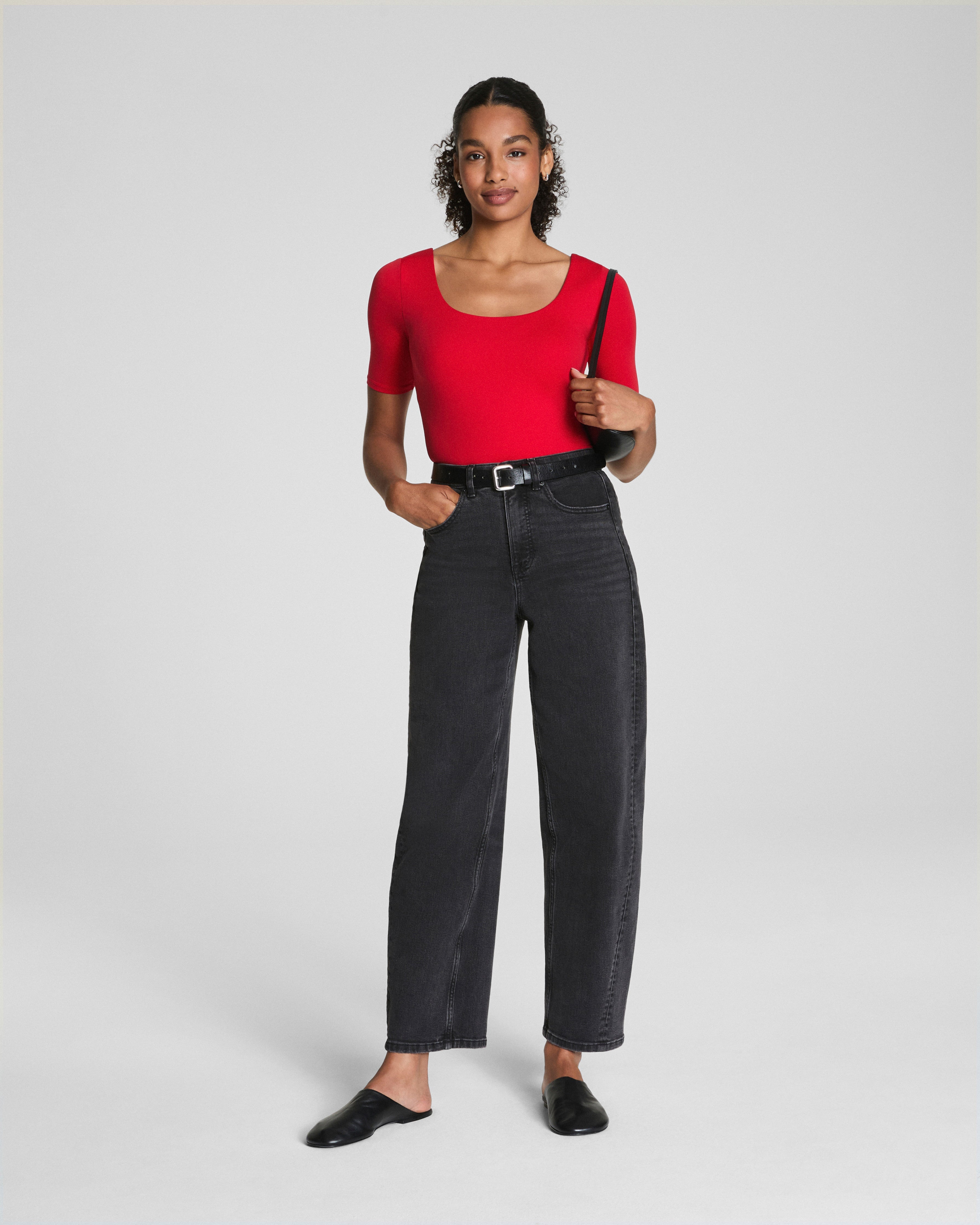 SPANXsmooth™ Jersey Square Neck Thong Bodysuit | Spanx Red