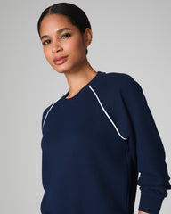 SPANX AirEssentials® Pique Long Sleeve Crewneck Top | Timeless Navy