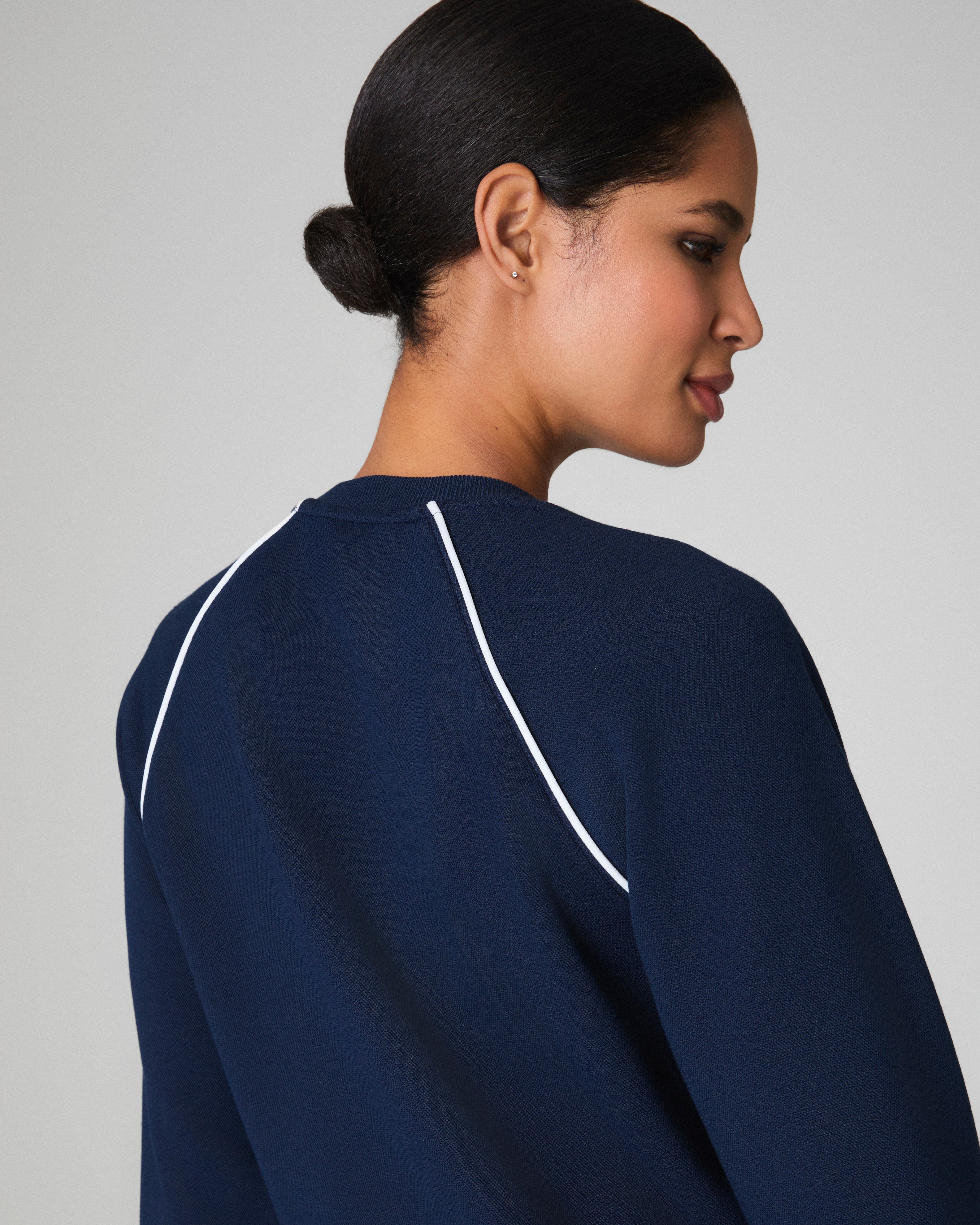 SPANX AirEssentials® Pique Long Sleeve Crewneck Top | Timeless Navy