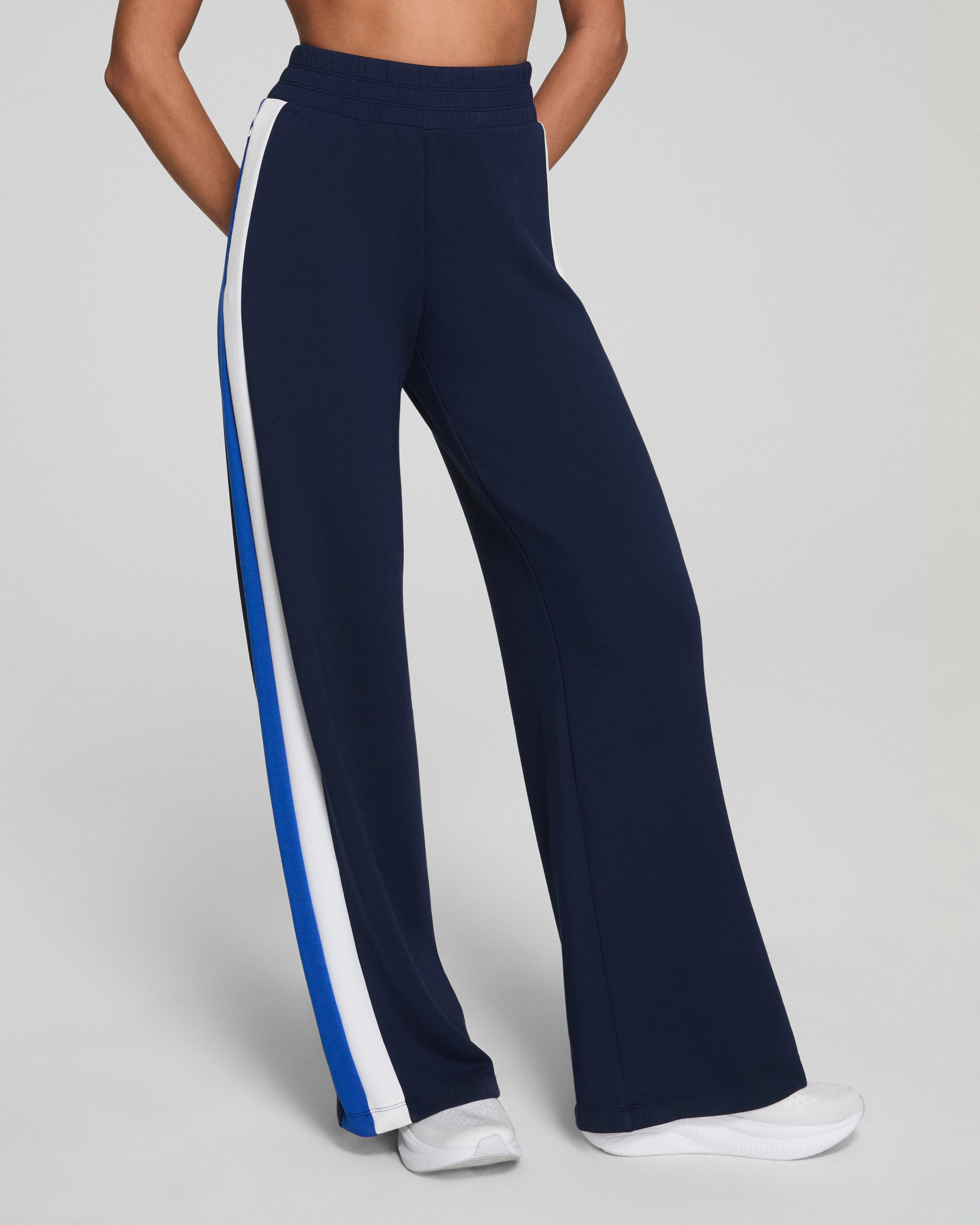 SPANX AirEssentials® Colorblock Wide Leg Track Pant | Timeless Navy/Powder/Cerulean