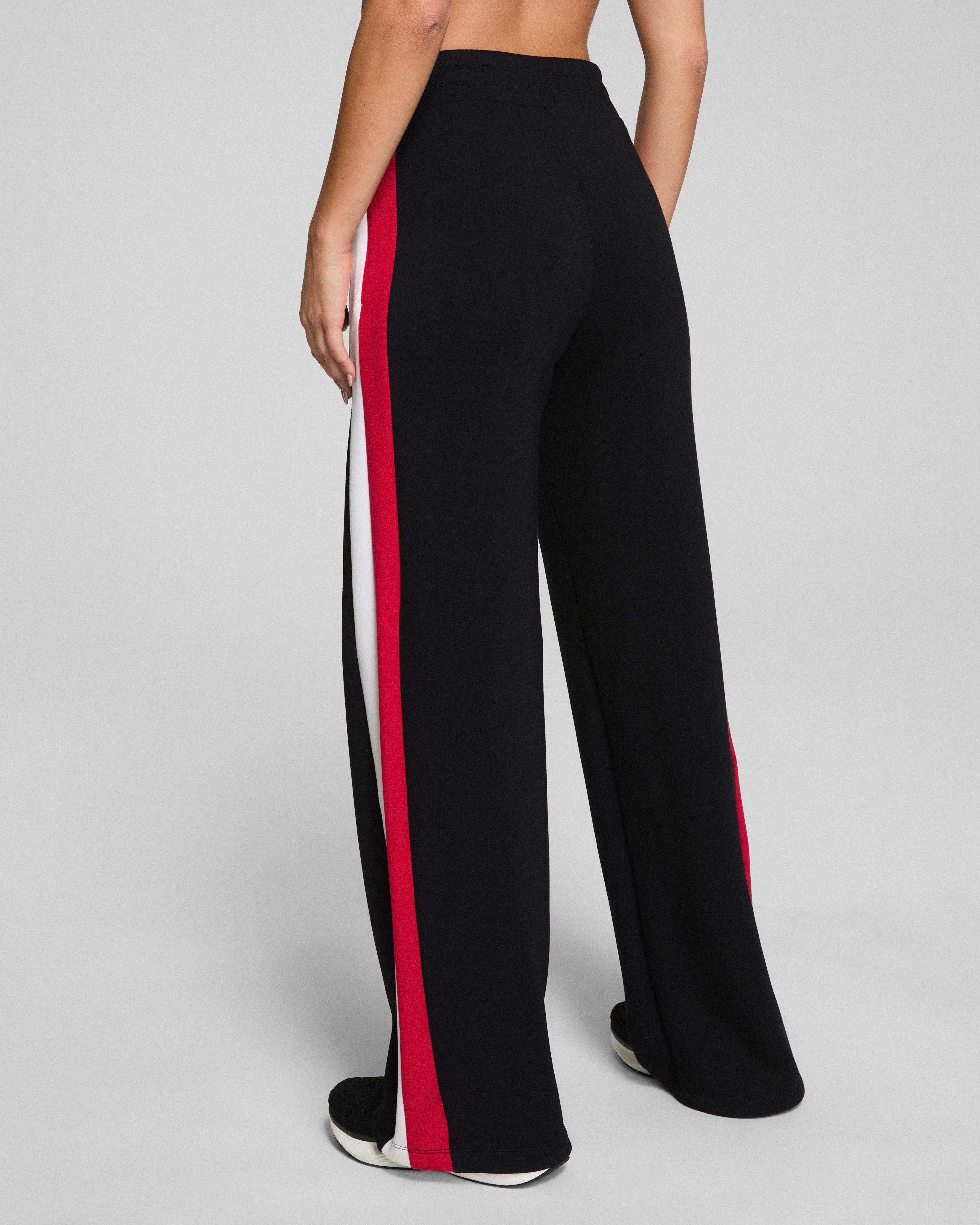 SPANX AirEssentials® Colorblock Wide Leg Track Pant | Very Black/Powder/Spanx Red