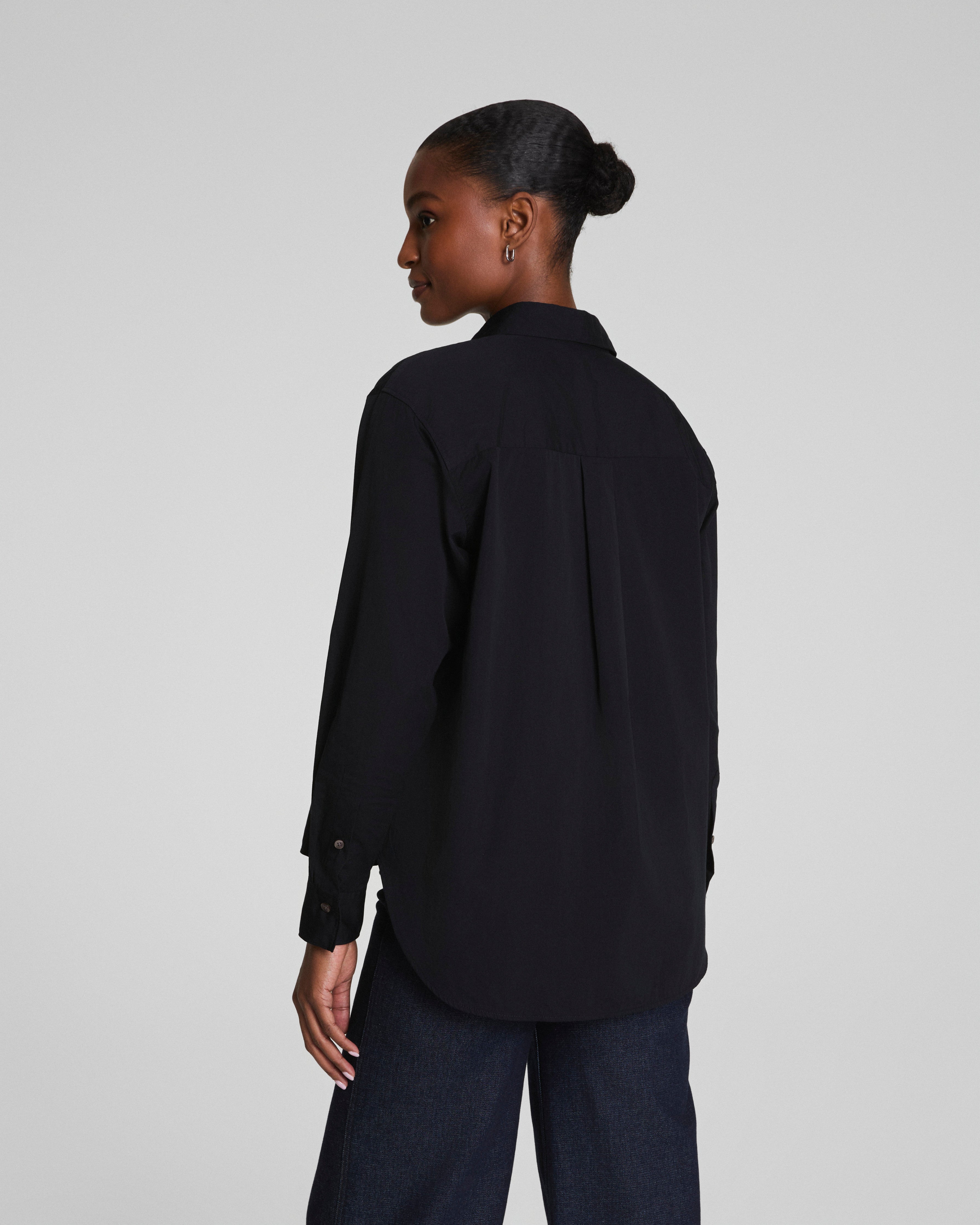 SPANX® Poplin Oversized Button-Up Shirt | Classic Black