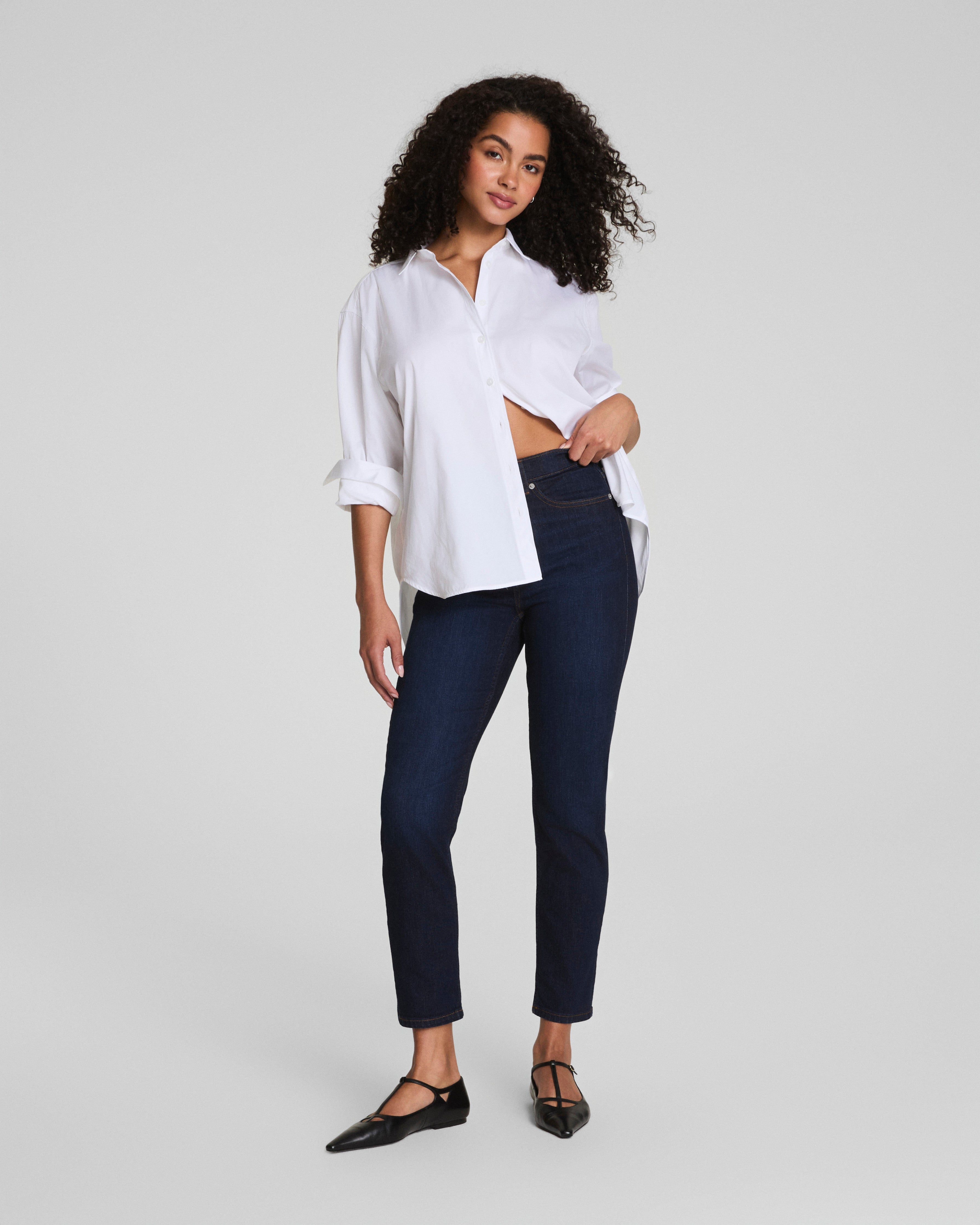 SPANX® Poplin Oversized Button-Up Shirt | Classic White