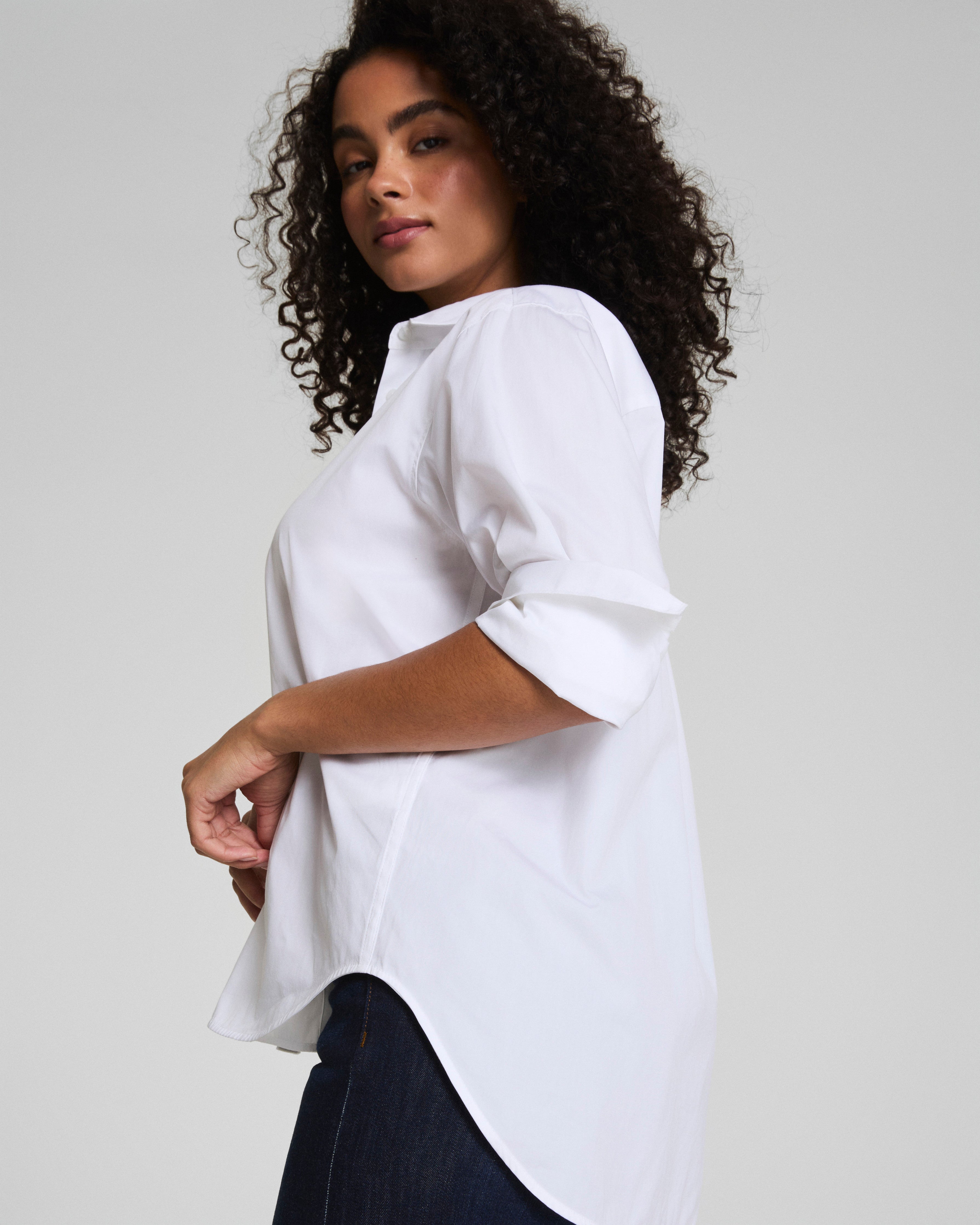 SPANX® Poplin Oversized Button-Up Shirt | Classic White