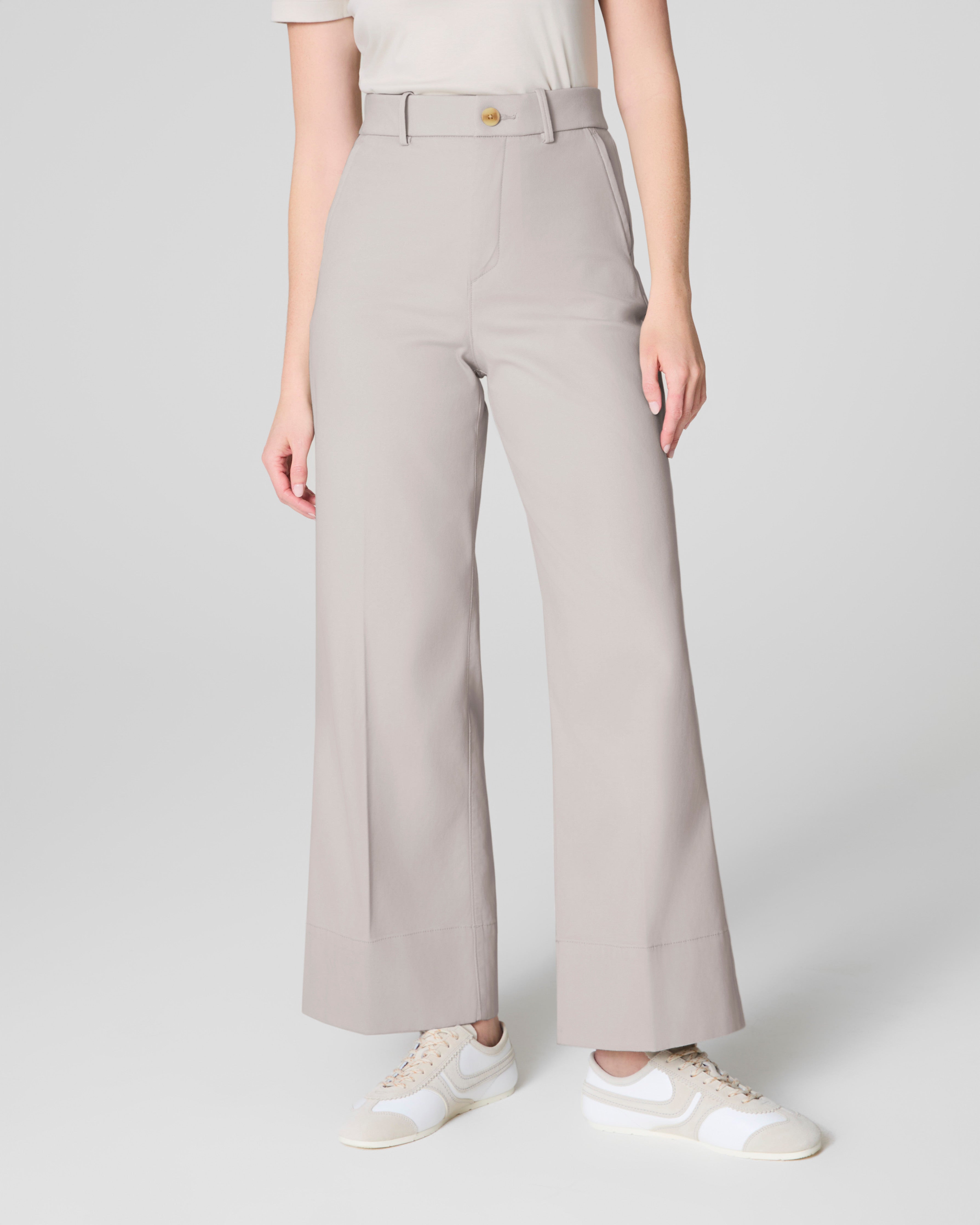 SPANXsupersmooth™ Stretch Twill Cropped Wide Leg Pant | Bone