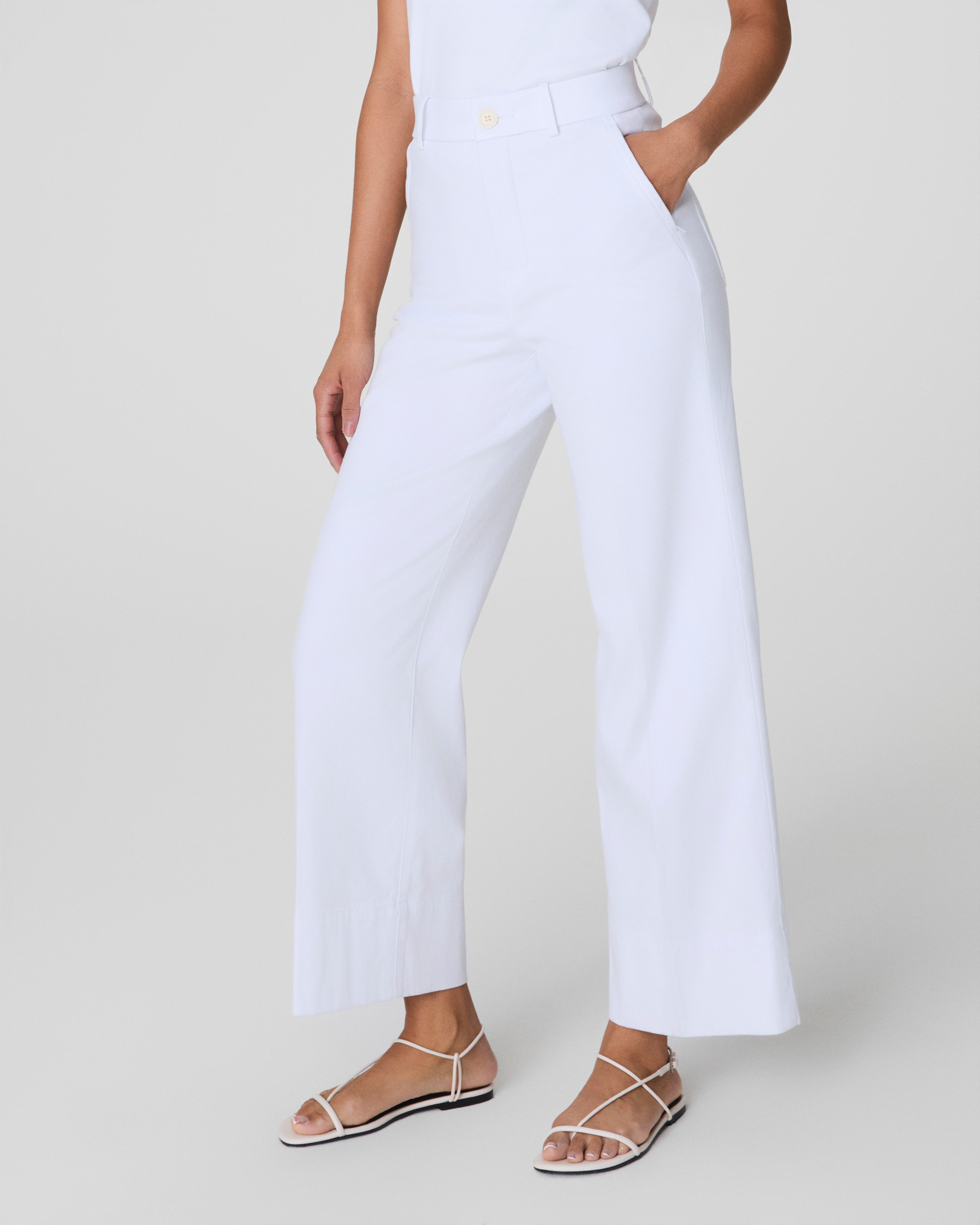 SPANXsupersmooth™ Stretch Twill Cropped Wide Leg Pant | Classic White