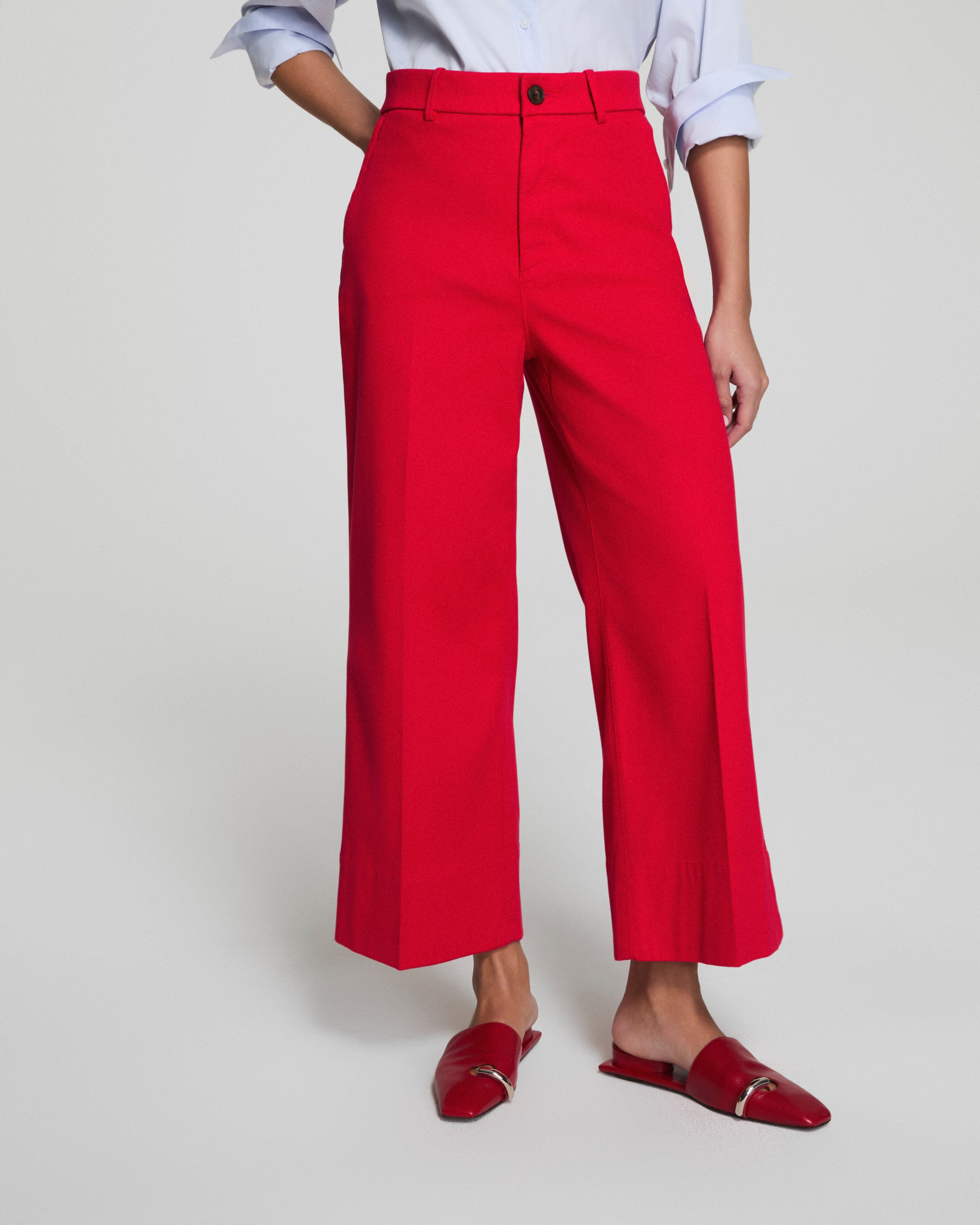 SPANXsupersmooth™ Stretch Twill Cropped Wide Leg Pant | Spanx Red