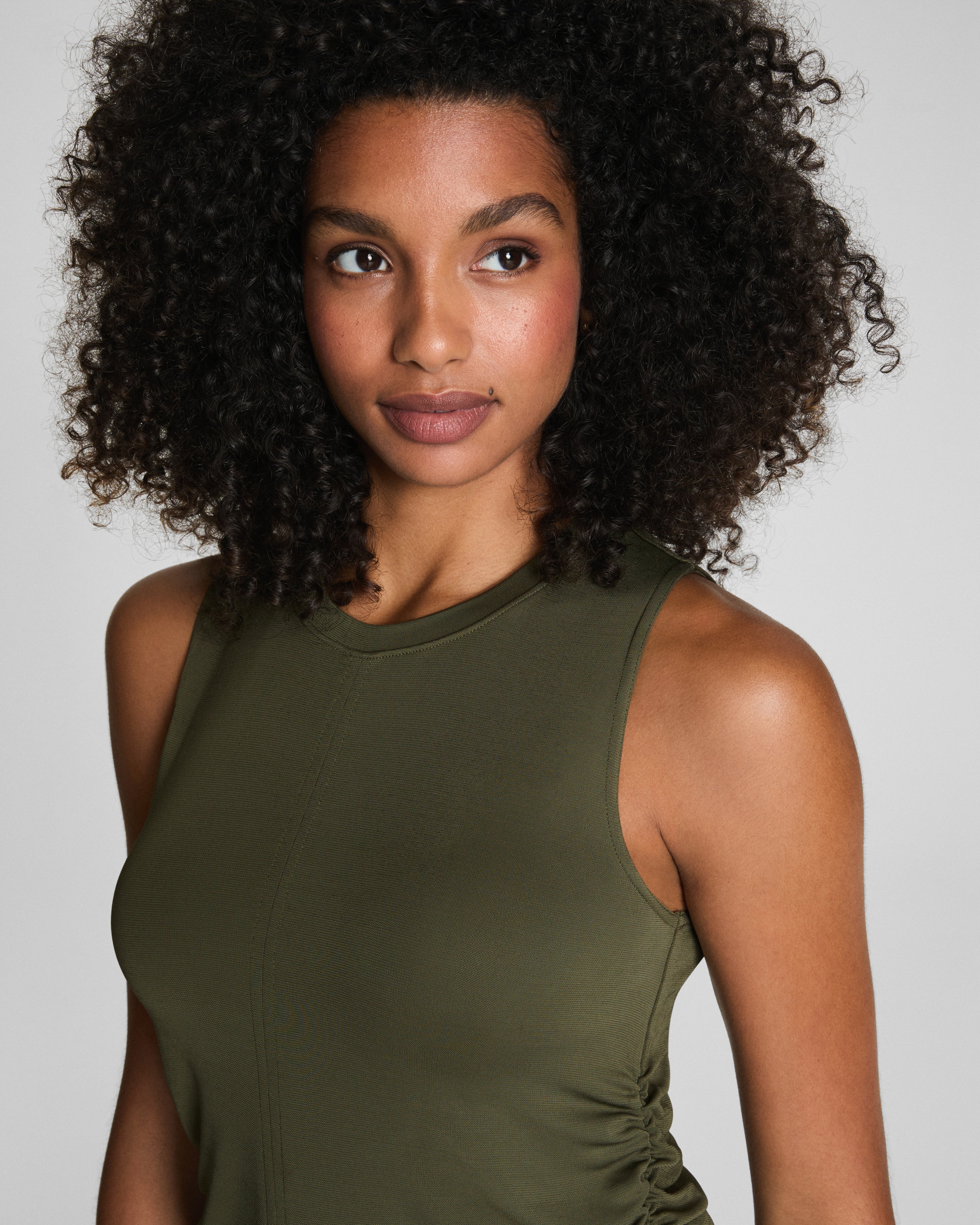 SPANX® Sleek Jersey High Neck Ruched Tank | Dark Pine
