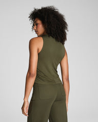 SPANX® Sleek Jersey High Neck Ruched Tank | Dark Pine