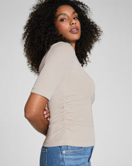 SPANX® Sleek Jersey Long Sleeve Ruched Top | Bone