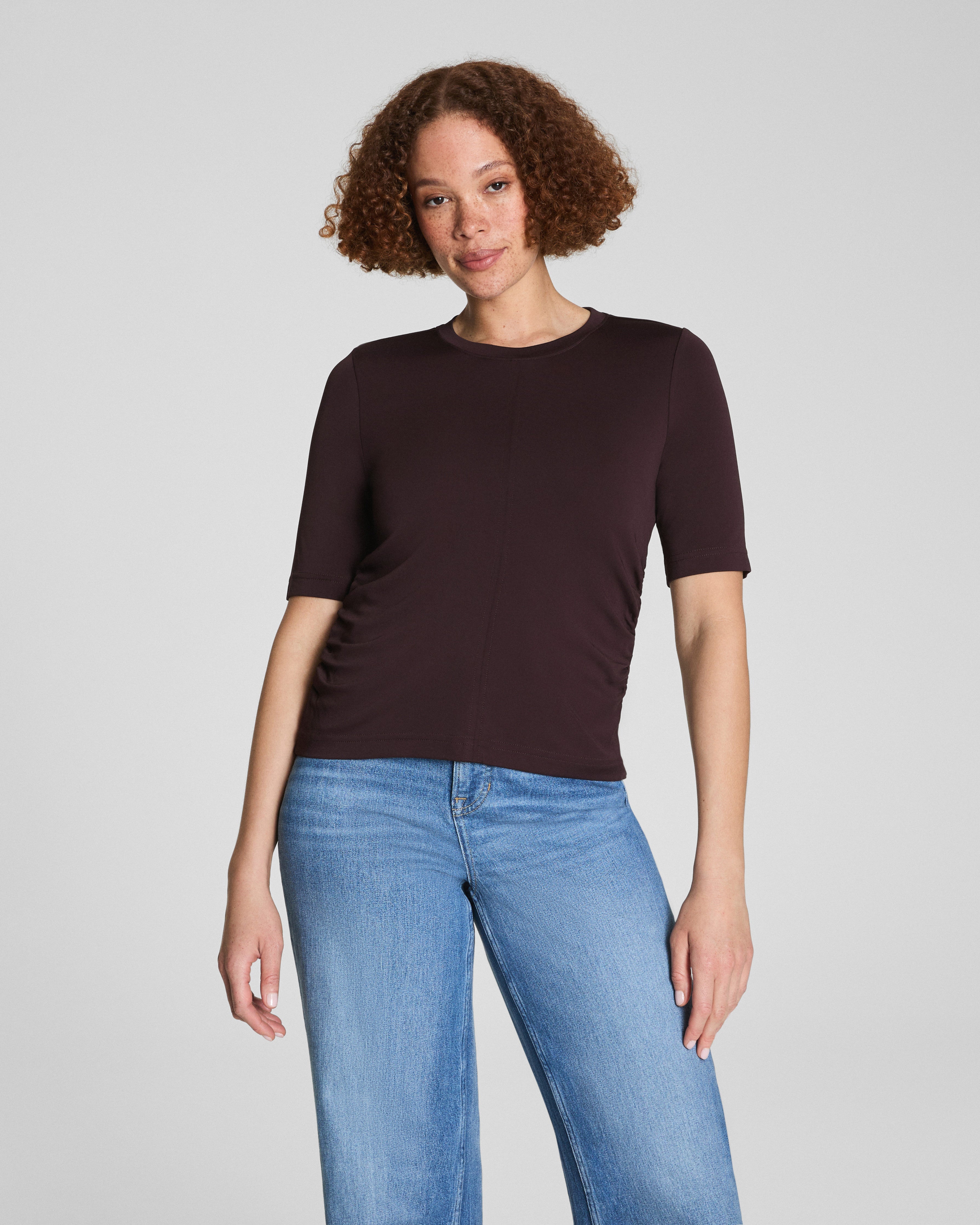 SPANX® Sleek Jersey Long Sleeve Ruched Top