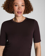 SPANX® Sleek Jersey Long Sleeve Ruched Top | Truffle Brown