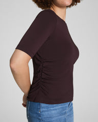 SPANX® Sleek Jersey Long Sleeve Ruched Top | Truffle Brown