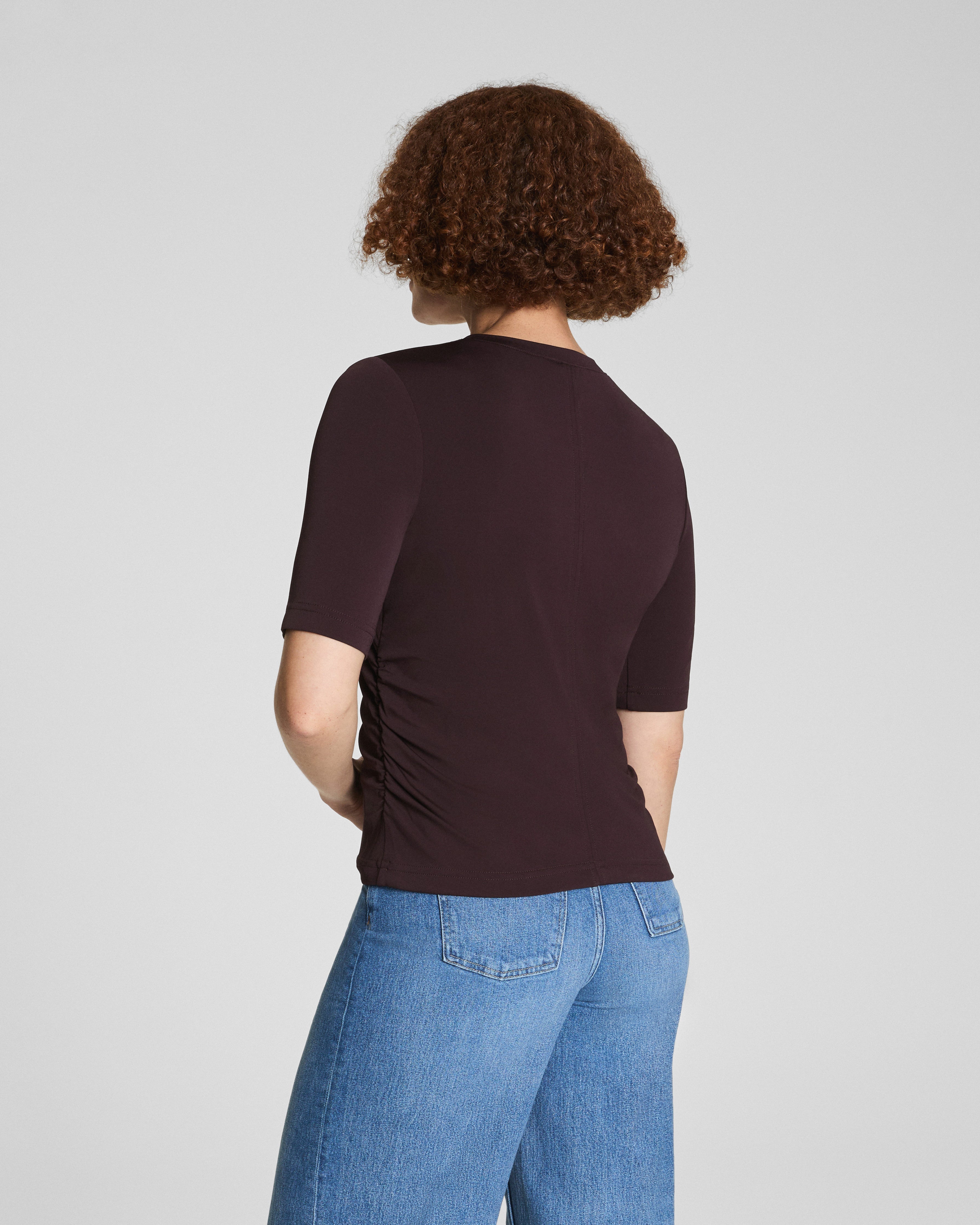 SPANX® Sleek Jersey Long Sleeve Ruched Top | Truffle Brown