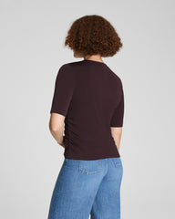 SPANX® Sleek Jersey Long Sleeve Ruched Top | Truffle Brown