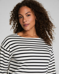 SPANX® Cotton Boatneck Top | Ivory/Classic Black