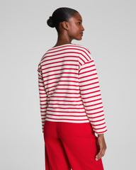 SPANX® Cotton Boatneck Top | Ivory/Spanx Red