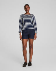 SPANX® Cotton Boatneck Top | Ivory/Timeless Navy