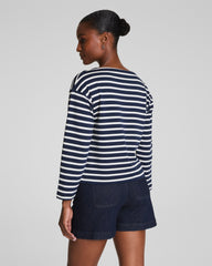 SPANX® Cotton Boatneck Top | Ivory/Timeless Navy