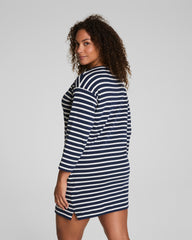 SPANX® Cotton Boatneck Mini Dress | Ivory/Timeless Navy