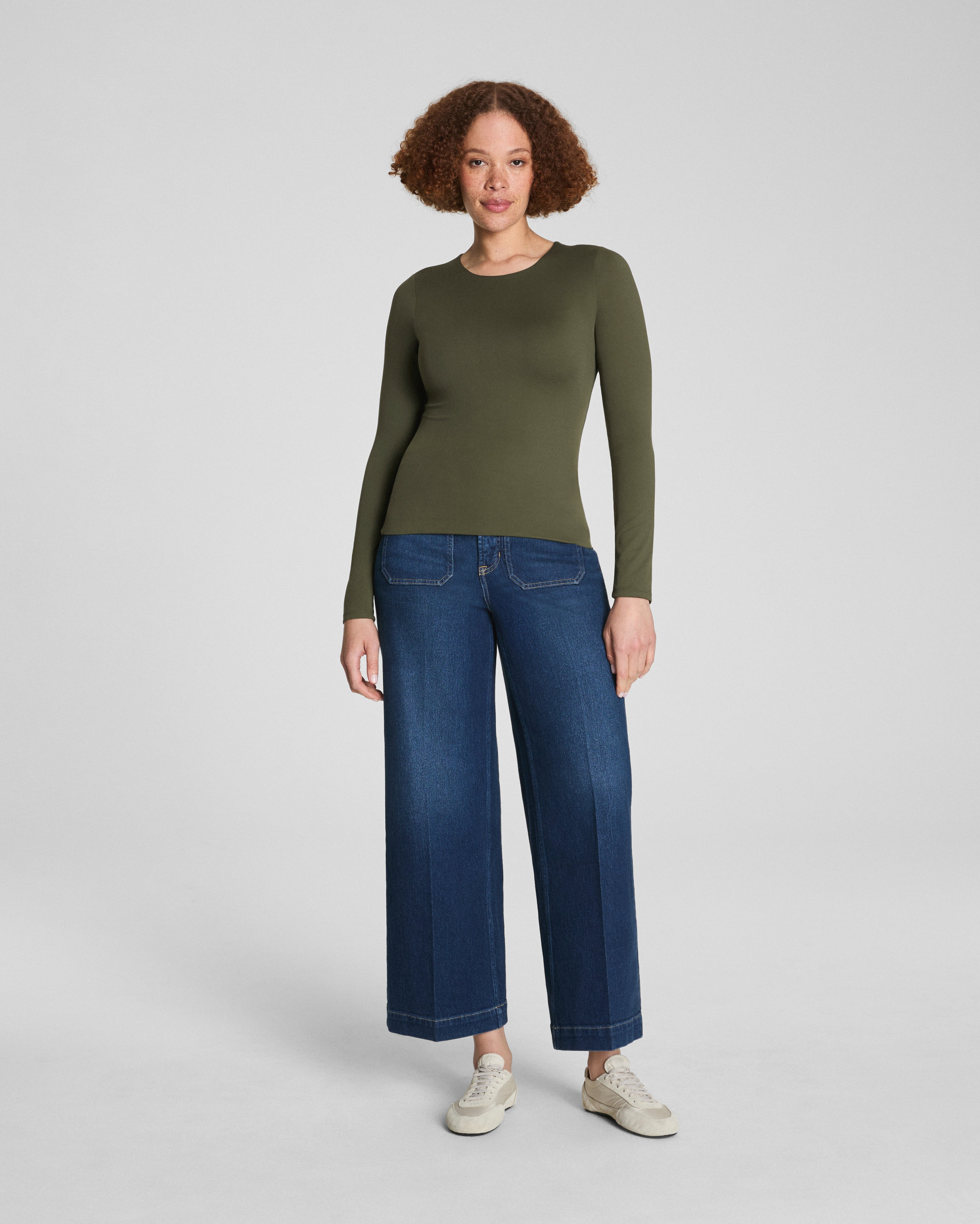 SPANXsmooth™ Jersey Crewneck Long Sleeve Top | Dark Pine