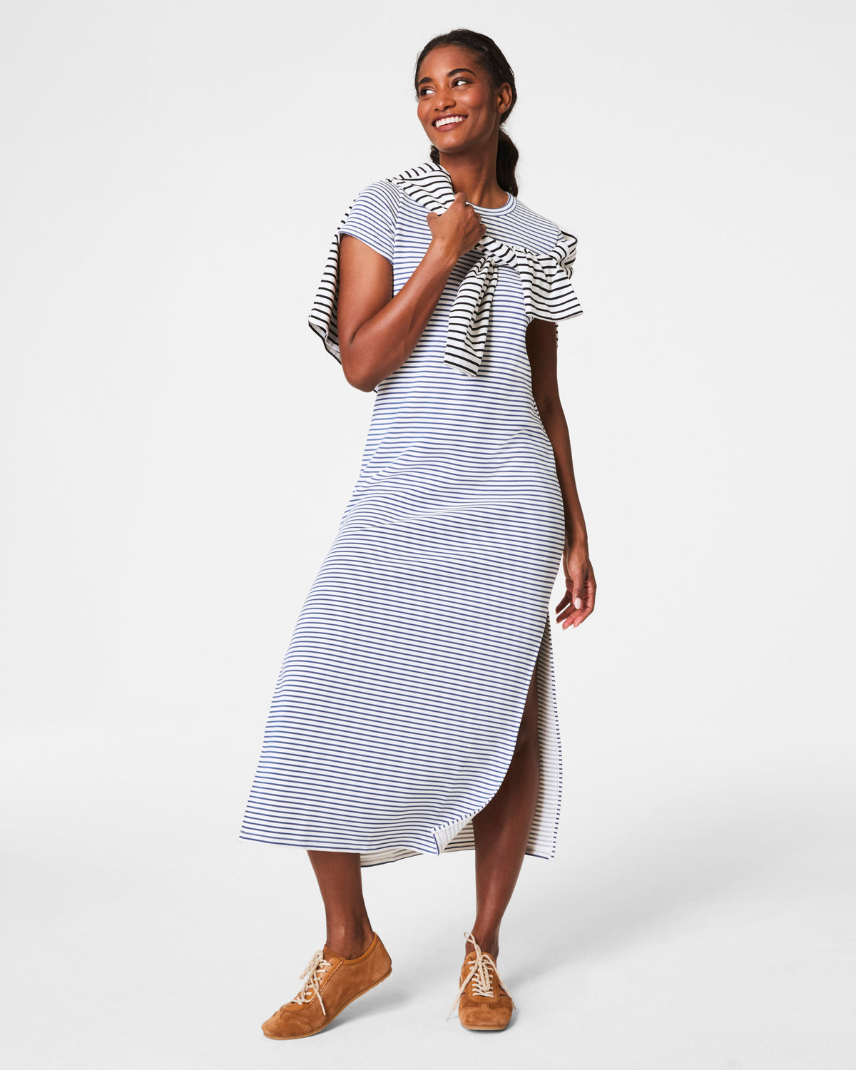 SPANX AirEssentials® Striped Maxi T-Shirt Dress