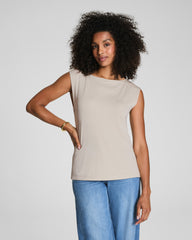 SPANX® Sleek Jersey High Neck Tee | Bone