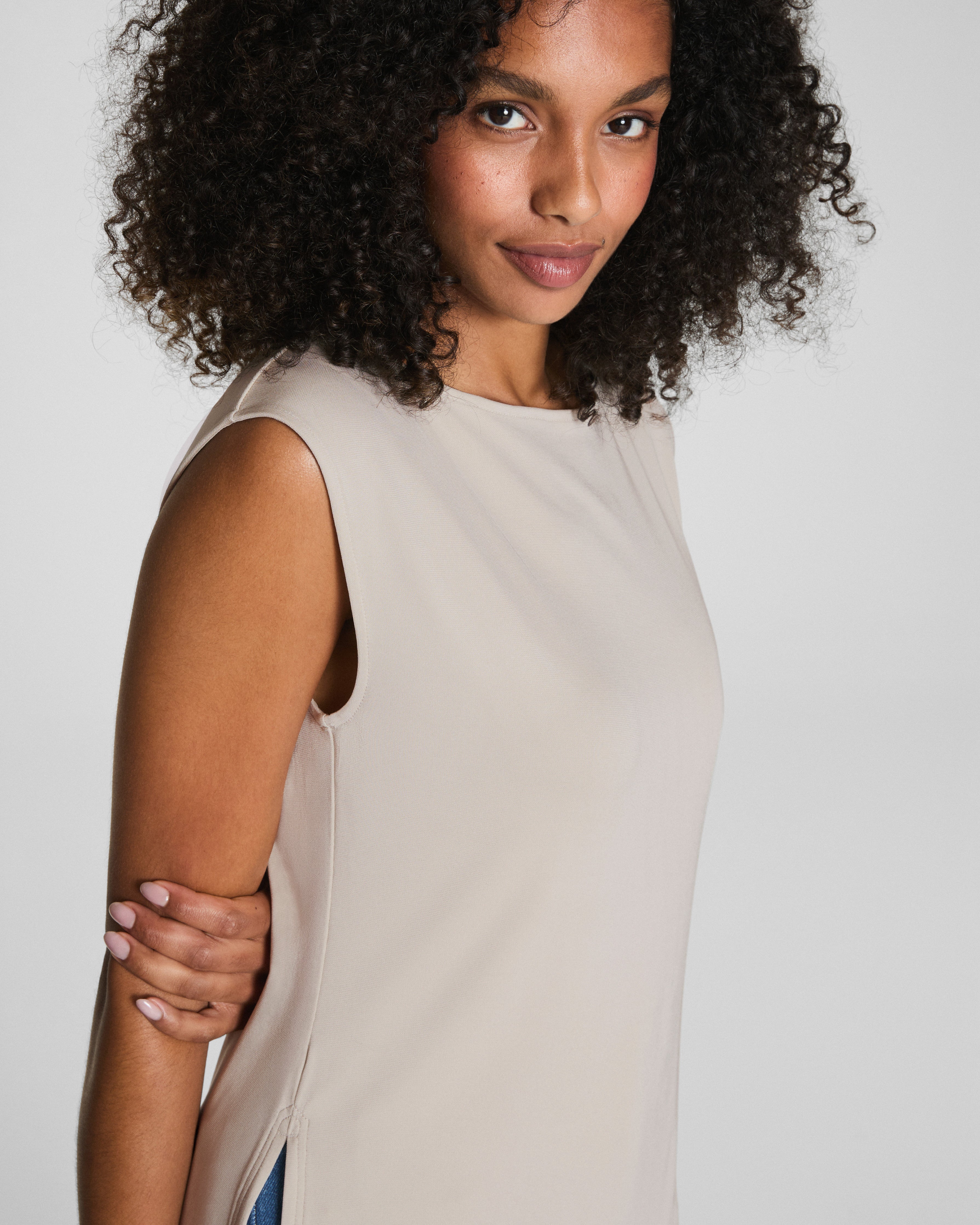 SPANX® Sleek Jersey High Neck Tee | Bone