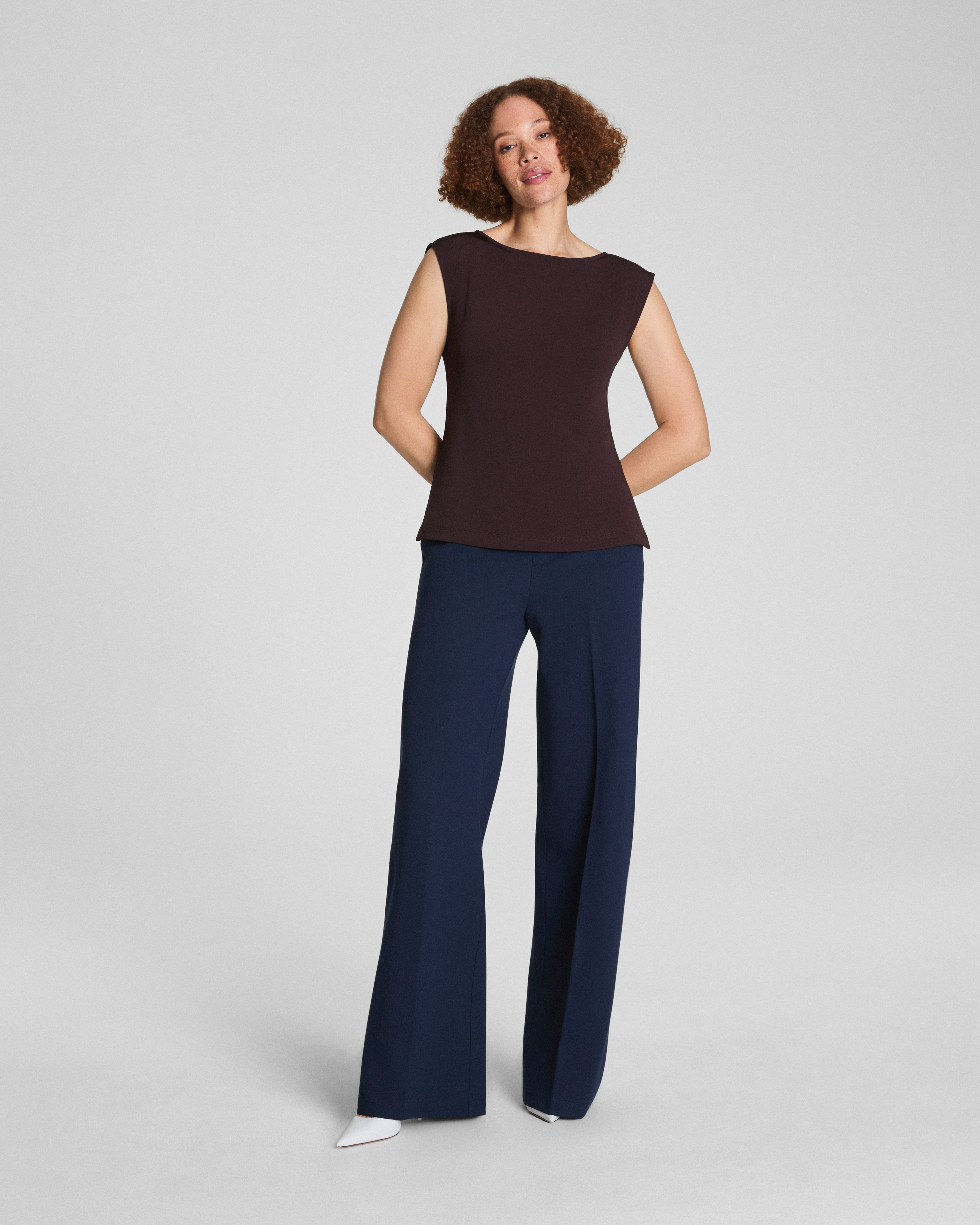 SPANX® Sleek Jersey High Neck Tee | Truffle Brown