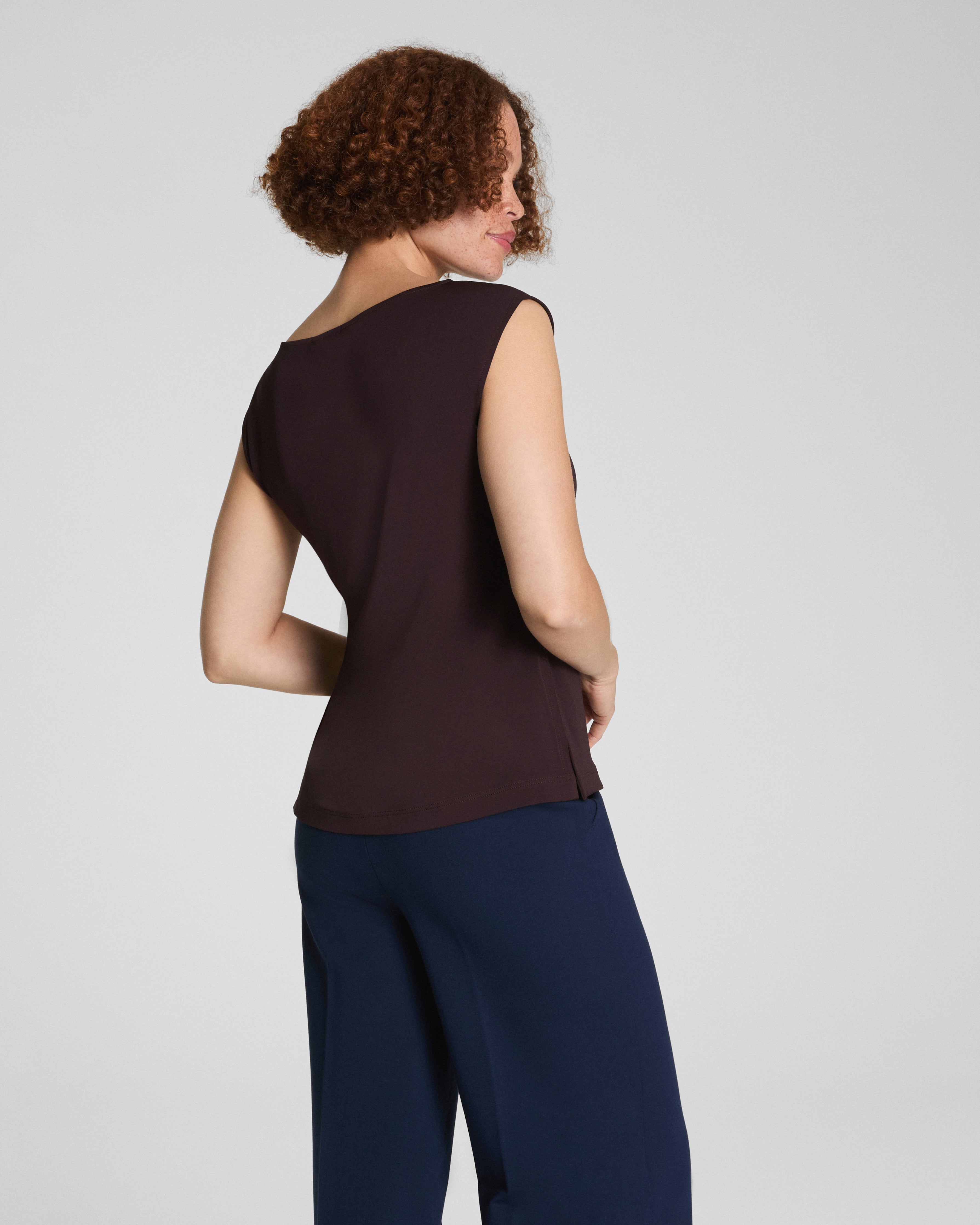 SPANX® Sleek Jersey High Neck Tee | Truffle Brown
