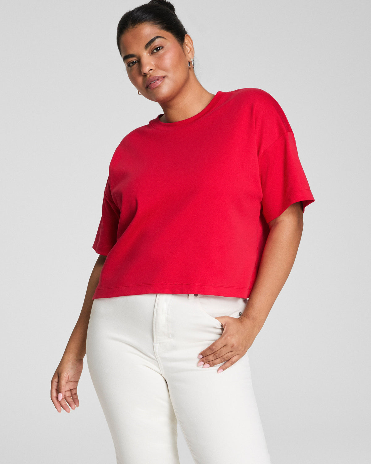 SPANX® Cotton Cropped Tee | Spanx Red