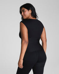 SPANXsmooth™ Jersey V-Neck Ruched Tank | Classic Black