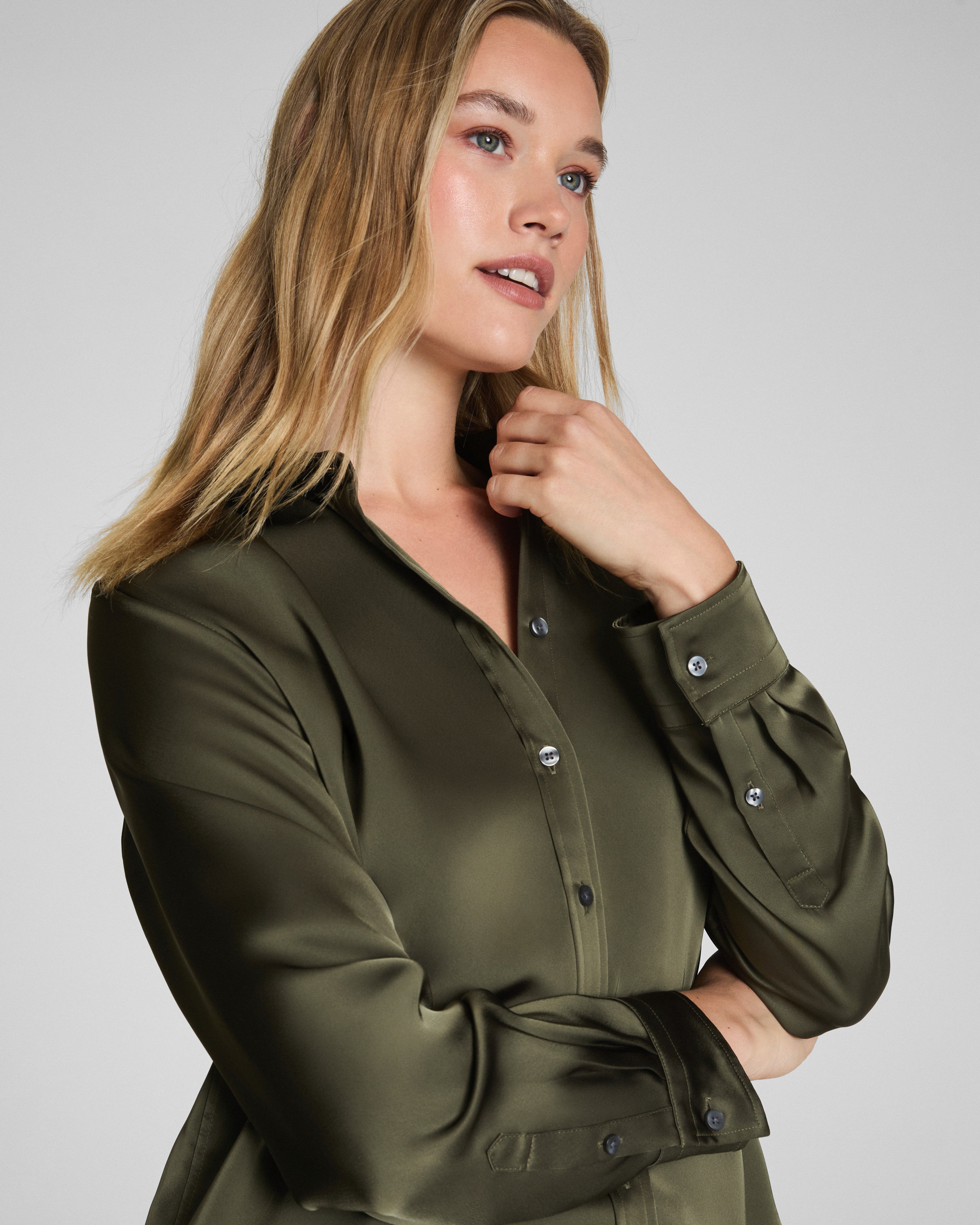 SPANX® Silky Smooth Button Down | Dark Pine