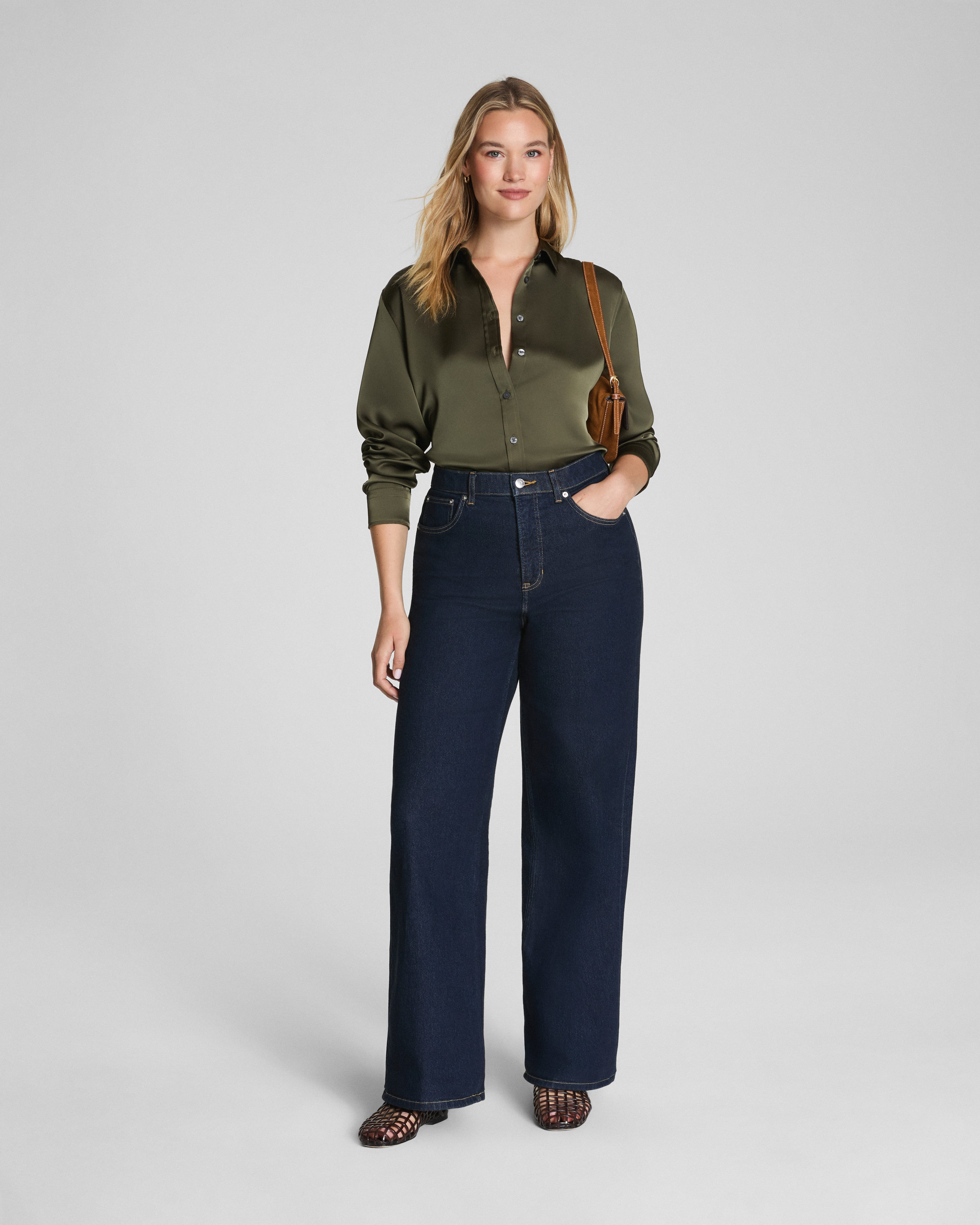 SPANX® Silky Smooth Button Down | Dark Pine