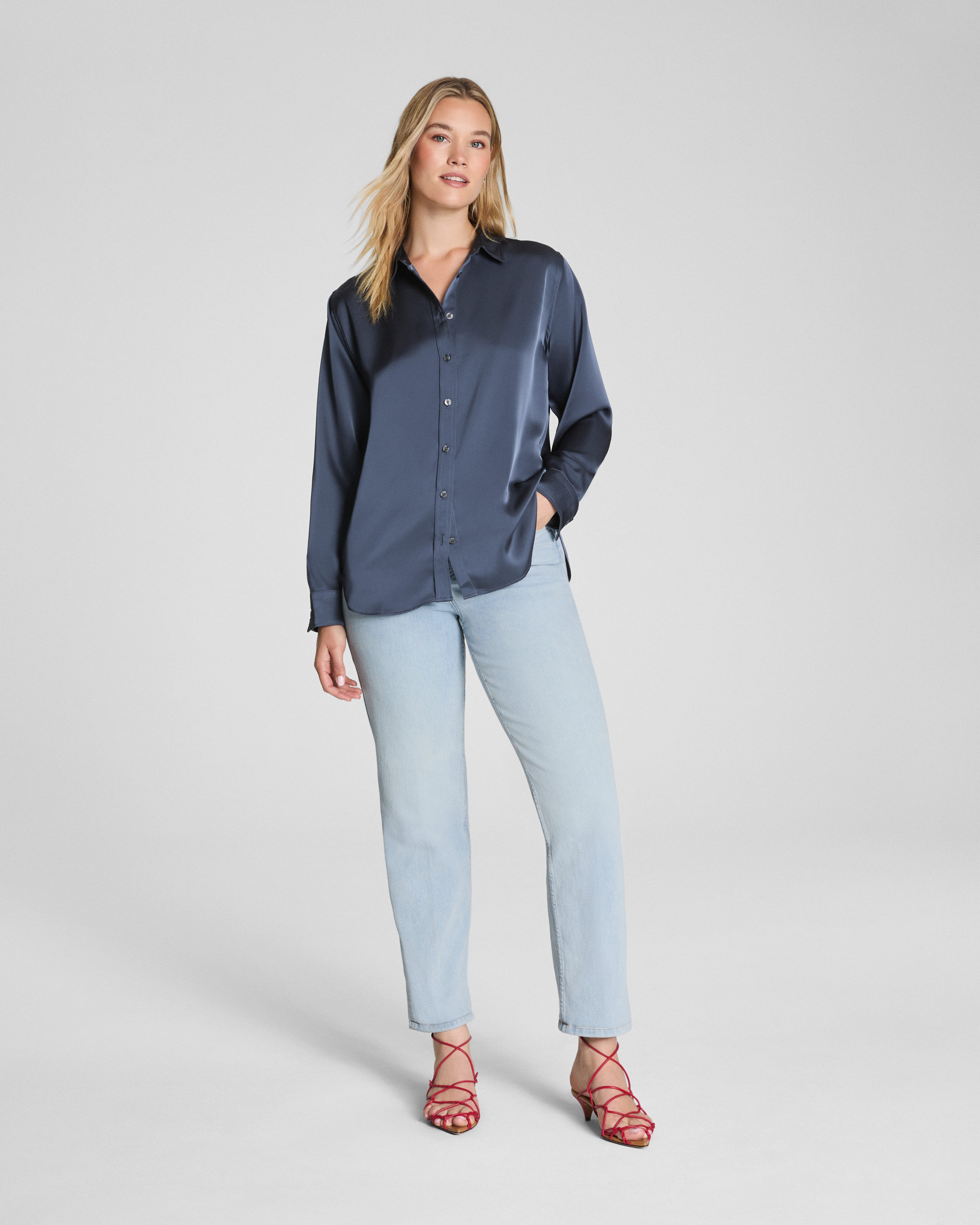 SPANX® Silky Smooth Button Down | Earth Stone