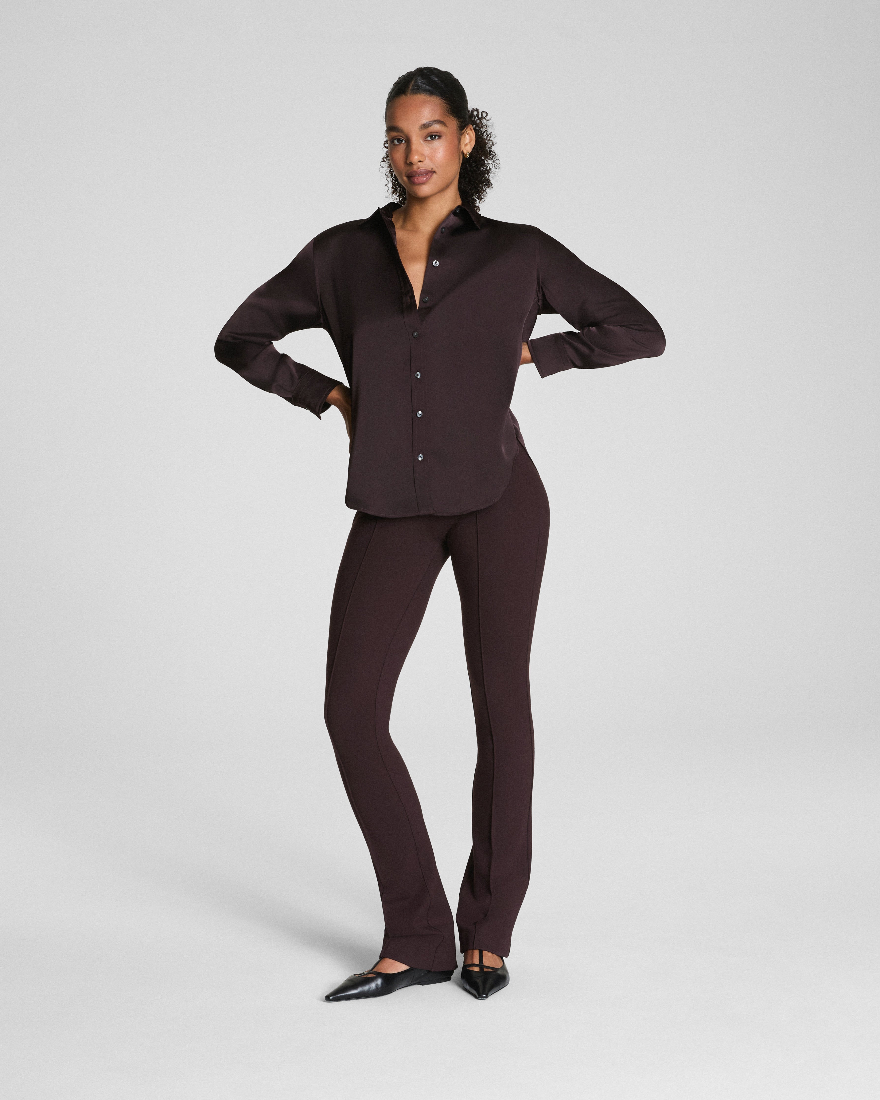 SPANX® Silky Smooth Button Down | Truffle Brown