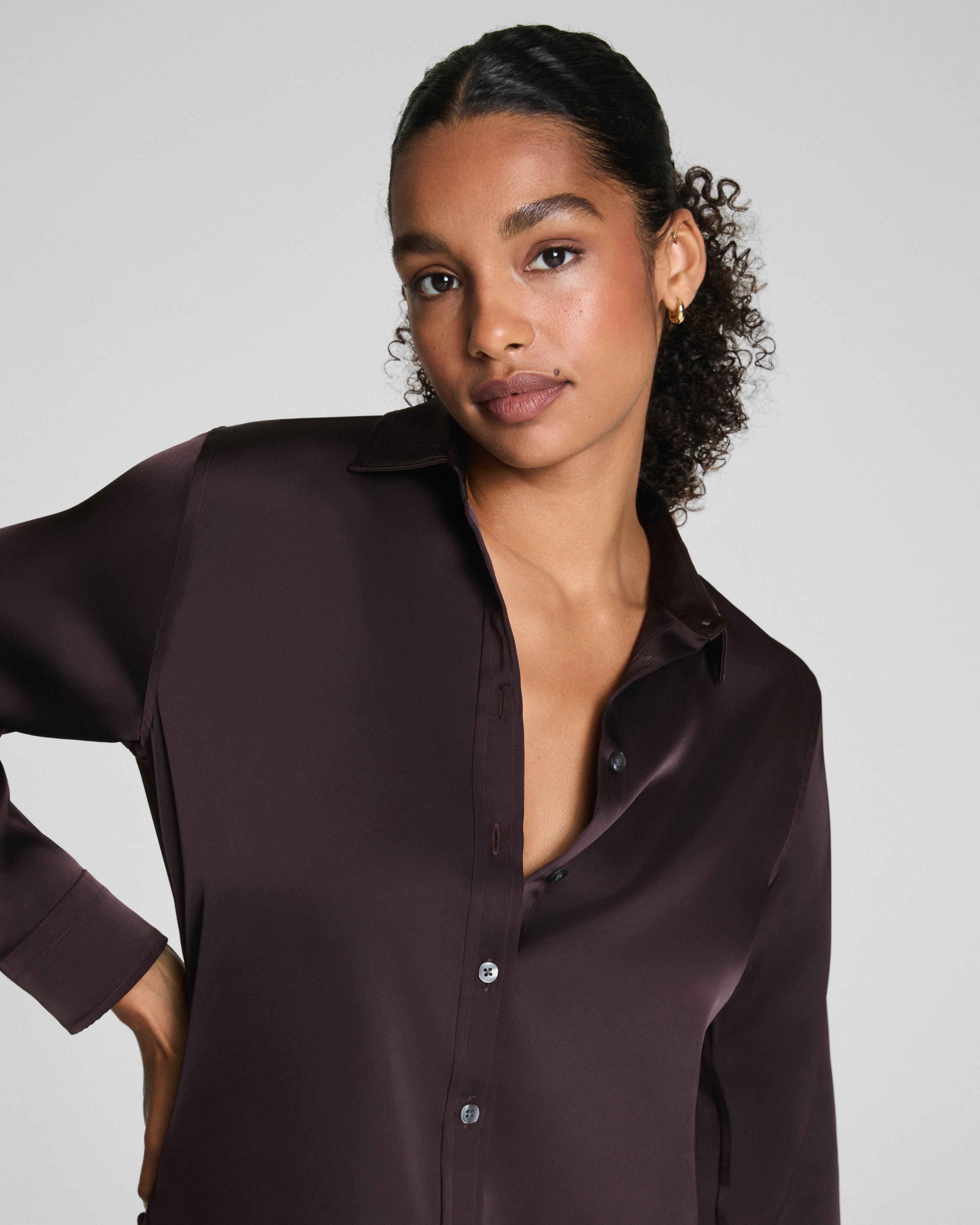 SPANX® Silky Smooth Button Down | Truffle Brown