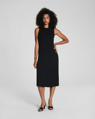 SPANX® Sleek Jersey Crewneck Ruched Midi Dress | Classic Black