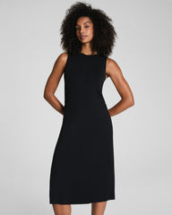 SPANX® Sleek Jersey Crewneck Ruched Midi Dress | Classic Black