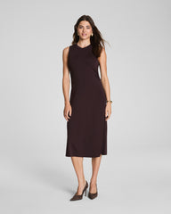 SPANX® Sleek Jersey Crewneck Ruched Midi Dress | Truffle Brown